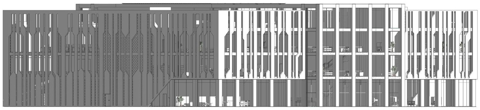 Sectional study through the fin facade