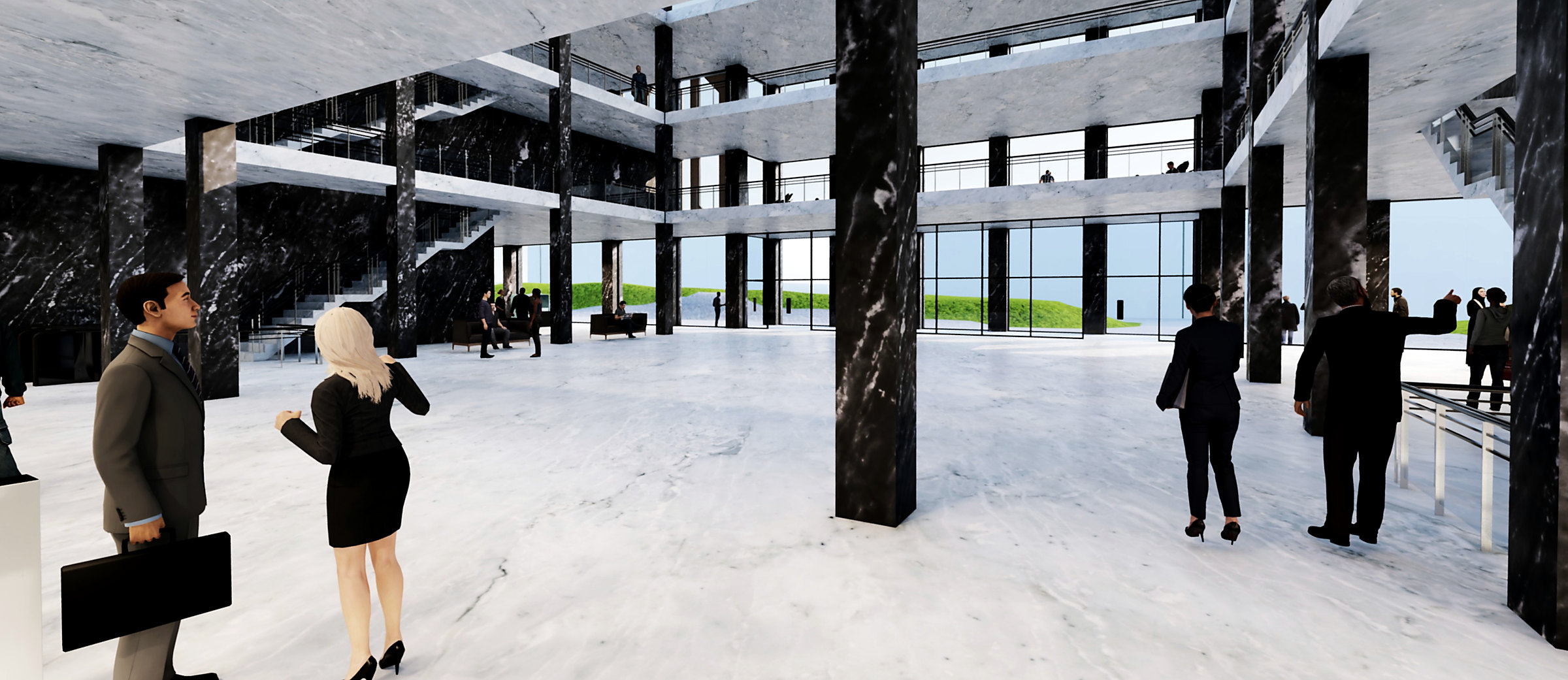 Upper walkway level