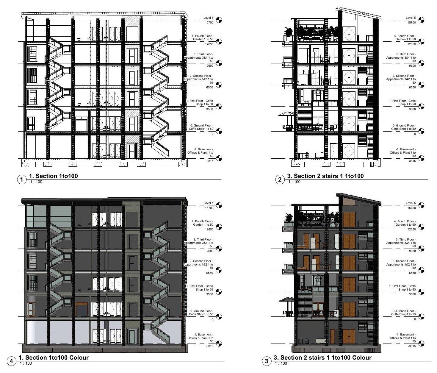 Cross and longitudinal sections